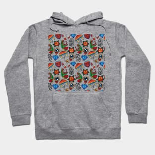 Dice Flower Eye Umbrella Snake Pattern Hoodie